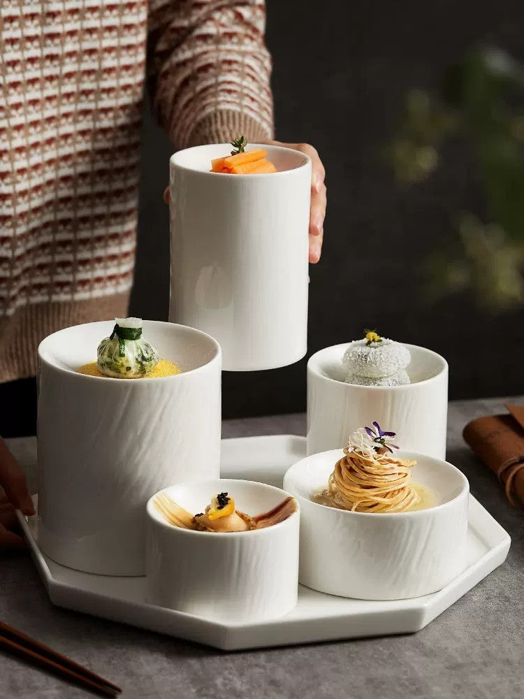 Cylindrical Plate Fusion Dish Restaurant Club Snack Dessert Bowl