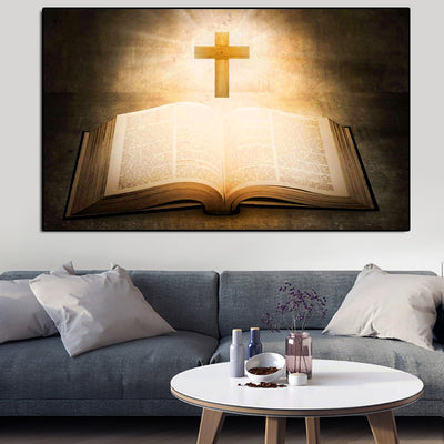 Christian Jesus Cross Sunshine Art Deco Canvas Painting