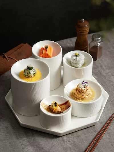 Cylindrical Plate Fusion Dish Restaurant Club Snack Dessert Bowl