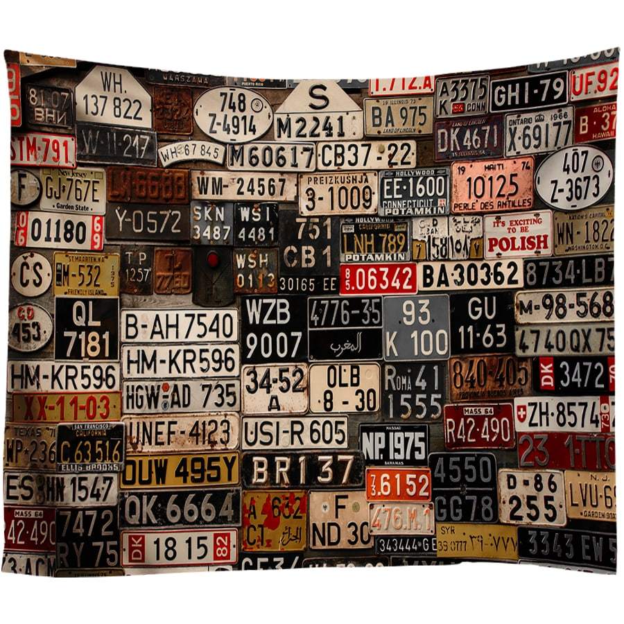 Vintage License Plate Tapestry Art Deco