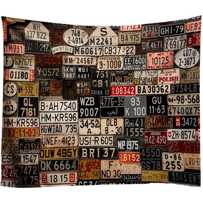 Vintage License Plate Tapestry Art Deco